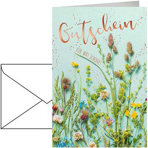 Böttcher-AG Gutscheinkarte 11,5 x 17 cm, mit Umschlag, Motiv: Blumen und Gräser
