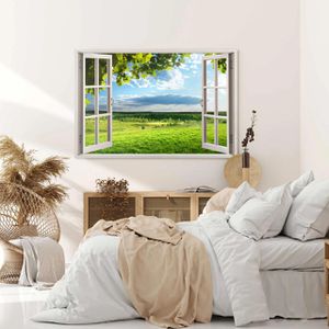 Produktbild für Wandbild Sinus-Art Fensterbild Sommer Landschaft, 120 x 80 cm