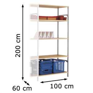 Produktbild für Anbauregal Manuflex RB1128, 5 Holzböden