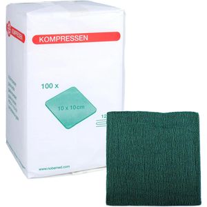 Produktbild für Mullkompressen Nobamed 866110, aus Baumwolle, grün, unsteril