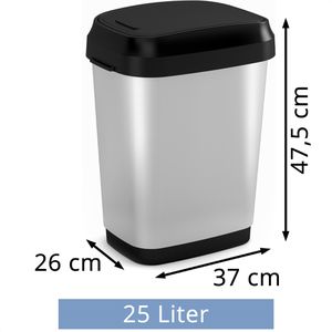 Produktbild für Mülleimer Curver KIS Dual Swing Style, silber