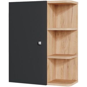 Produktbild für Bad-Hängeschrank Vicco Fynn, matt anthrazit / eiche