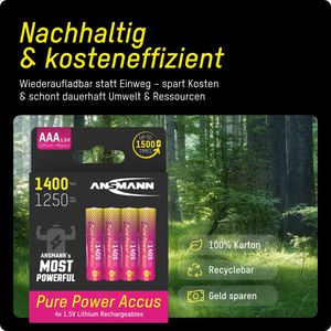 Produktbild für Akku Ansmann Pure Power 1,5 V, 1400 mAh