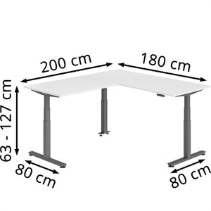 Produktbild für Schreibtisch Hammerbacher XDSMW, weiß / graphit
