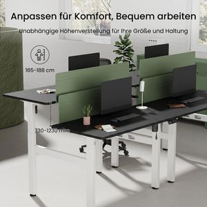 Produktbild für Schreibtisch FlexiSpot EH1W Doppelarbeitsplatz, schwarz / weiß