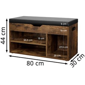 Produktbild für Schuhbank Vasagle LHS30BX, vintage braun, aus Holz