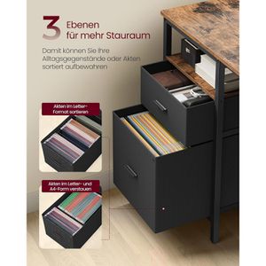 Produktbild für Schreibtisch Vasagle LWD104B01, braun / schwarz