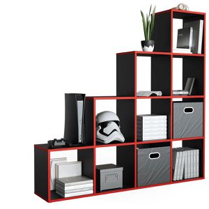 Produktbild für Bücherregal Vicco 84102, schwarz / rot