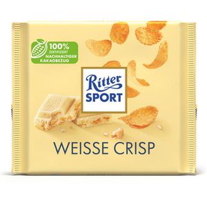 Ritter-Sport Tafelschokolade Weiss + Crisp, Großtafel, 250g