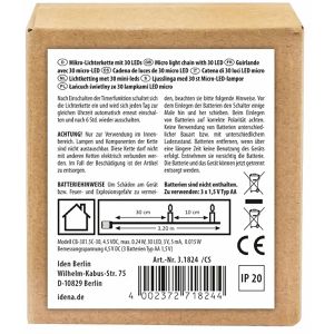 Produktbild für Lichterkette Idena 31824, Micro, Batteriebetrieb, für Innen