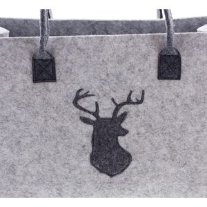 Produktbild für Einkaufstasche Frank-Flechtwaren Filztasche Hirsch, grau