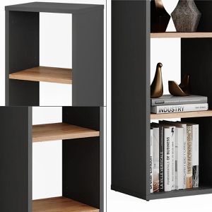 Produktbild für Bücherregal Vicco Orlando, anthrazit / eiche