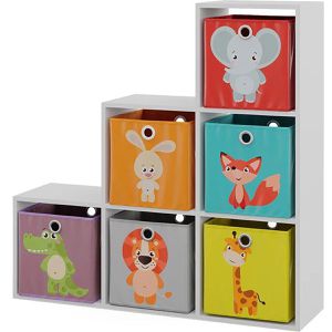 Produktbild für Bücherregal Vicco 49902, weiß, mit 6 Faltboxen