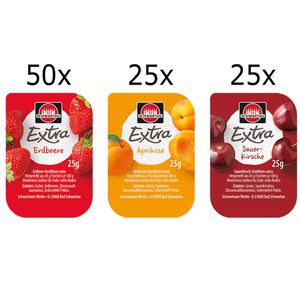 Produktbild für Konfitüre Schwartau Extra Mix Erdbeer, Sauerkirsche &amp; Aprikose