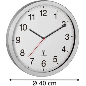 Produktbild für Wanduhr TFA 60.3545.02, Aluminium, analog, Funkuhr