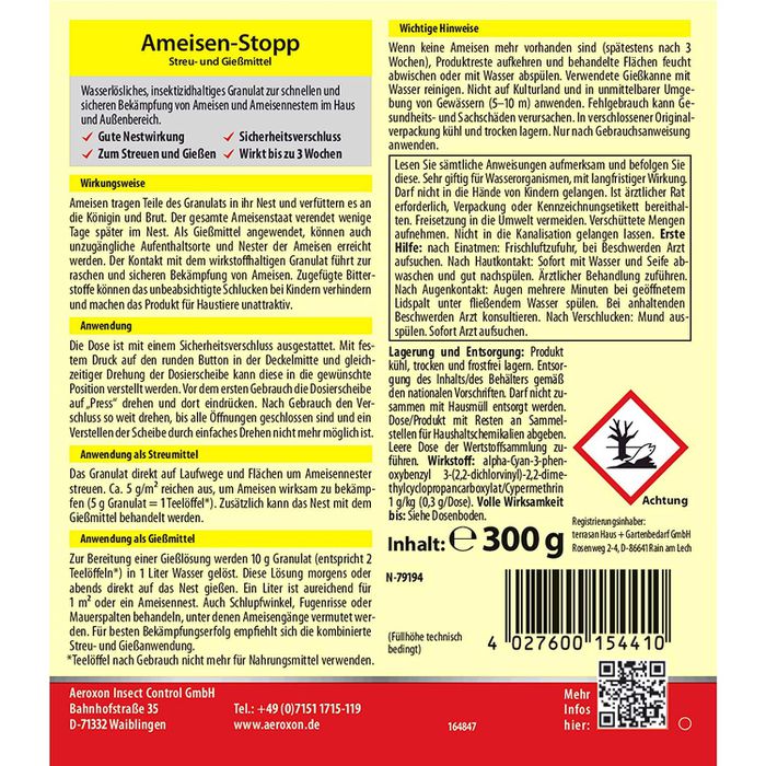 Aeroxon Ameisenköder AmeisenStopp Streu und, Gießmittel, Fraßköder