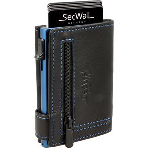 Produktbild für Kreditkartenetui SecWal Echt Leder blau/schwarz, für 10 Karten