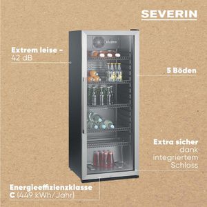 Produktbild für Getränkekühlschrank Severin FKS 8841 mit Glastür, abschließbar