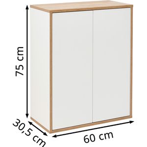 Produktbild für Bad-Hängeschrank Fackelmann Finn 84613, matt weiß / eiche