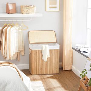 Produktbild für Wäschekorb Songmics LCB091N01 braun, mit 3 Fächern