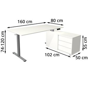 Produktbild für Schreibtisch Kerkmann Move small office, weiß, mit Sideboard