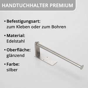 Produktbild für Handtuchhalter Böttcher-AG Premium zum Kleben &amp; Bohren, silber