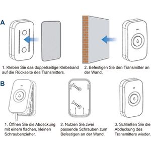 Produktbild für Türklingel Eaxus drahtlos, Funk Set, 2 Empfänger