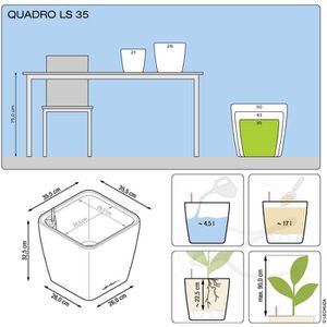 Produktbild für Übertopf Lechuza QUADRO LS 35, anthrazit metallic, 36x33x36cm