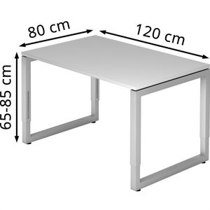 Produktbild für Schreibtisch Hammerbacher R-Serie, lichtgrau / silber