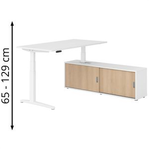 Schreibtisch Hammerbacher XBHM, 31064, weiß, mit Sideboard