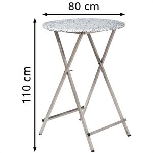 Produktbild für Stehtisch RUKU1952 weiß marmoriert Ø 80 cm, klappbar