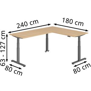 Produktbild für Schreibtisch Hammerbacher XDSMW, eiche / graphit
