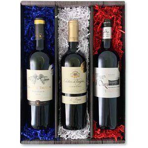 Geschenkset Weinset Vive La France, 3 Flaschen französische Rotweine
