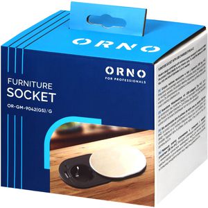 Produktbild für Einbausteckdose Orno GM-9042, silber, mit 1,9 m Kabel
