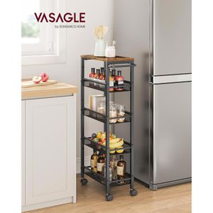 Produktbild für Nischenregal Songmics LRC035B01 schwarz mit Rollen