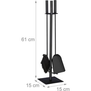 Produktbild für Kaminbesteck Relaxdays 10028775, aus Metall, schwarz, 4-teilig