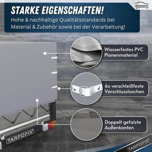 Produktbild für Anhänger-Plane Tarpofix HP1-GR, wasserdichte Hochplane