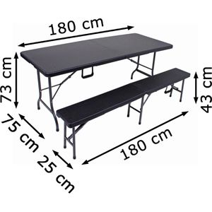 Produktbild für Bierzeltgarnitur Garden-Pleasure VENTANA, schwarz