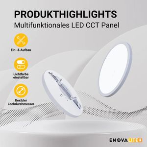 Produktbild für LED-Panel Enovalite ELED300210, weiß, Ø 17 cm