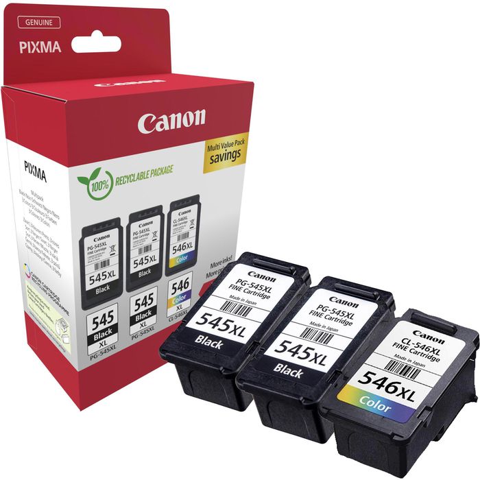 Canon Tinte 2x PG-545XL + CL-546XL, 8286B013, 2x 15ml schwarz +