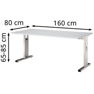 Produktbild für Schreibtisch Hammerbacher O-Serie, lichtgrau / silber