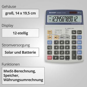 Produktbild für Taschenrechner Sharp EL-2125C, MwSt-Berechnung