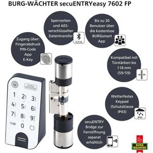 Produktbild für Smartes-Türschloss Burg-Wächter Entry Easy 7602 FP, mit Keypad