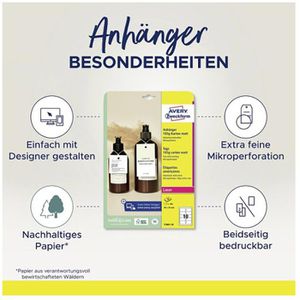 Produktbild für Hängeetiketten Zweckform T1001-10, 90 x 50 mm