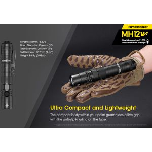 Produktbild für Taschenlampe Nitecore MH12 V2 Hybrid LED aufladbar