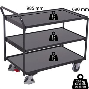 Produktbild für Tischwagen VARIOfit sw-700.660/AG, Metall &amp; Holz