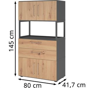 Produktbild für Kombischrank Hammerbacher FW48K7RG, asteiche / graphit