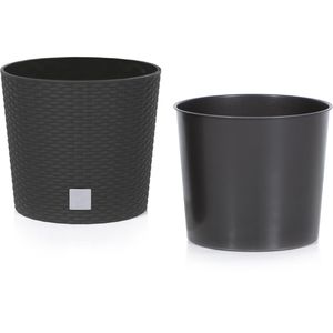Produktbild für Übertopf Prosperplast Rato Round, anthrazit, Ø 25 x 22 cm