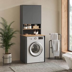 Produktbild für Waschmaschinenschrank Vicco Viktor,anthrazit / goldkraft eiche