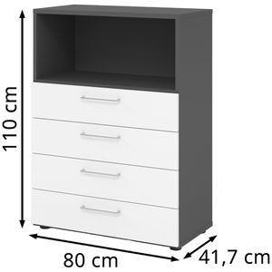 Produktbild für Kombischrank Hammerbacher Serie 9 Advanced, weiß / graphit
